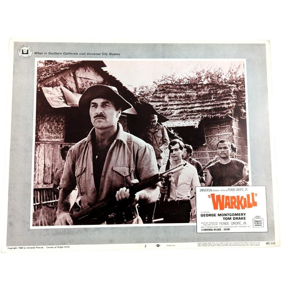 Warkill 1968 US Original Lobby Card Movie Poster George Montgomery Tom Drake VTG